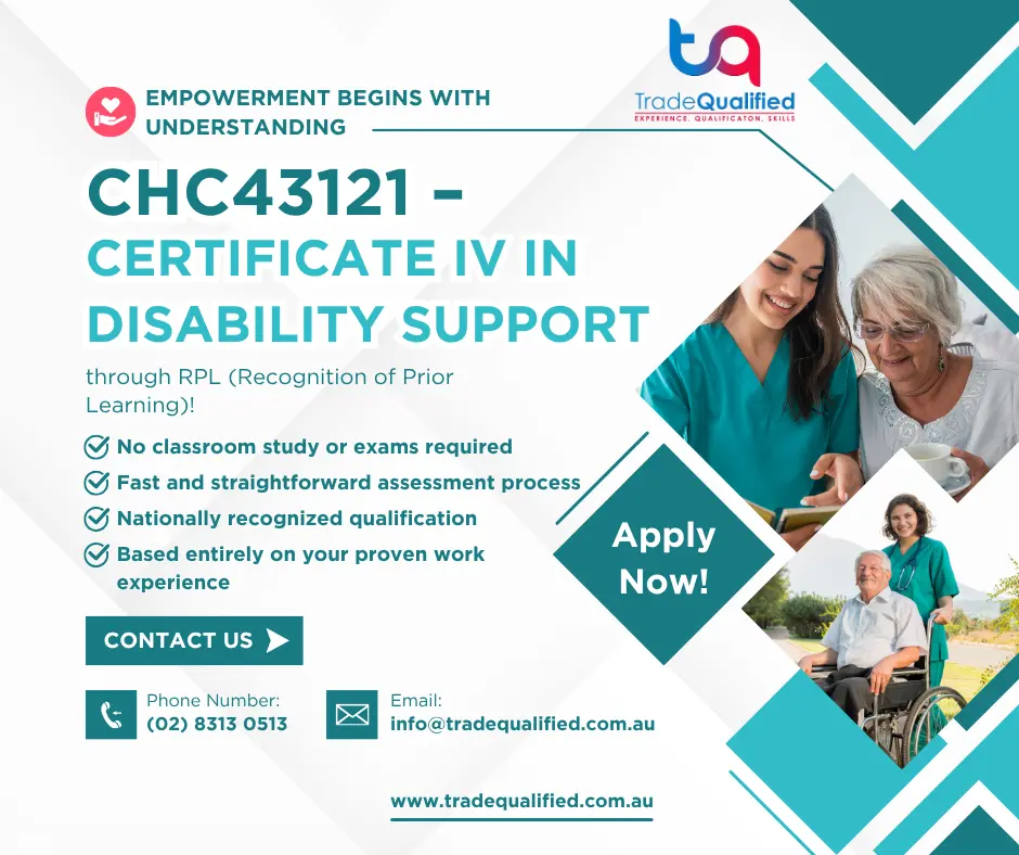 CHC43121 Certificate IV in Disability Support