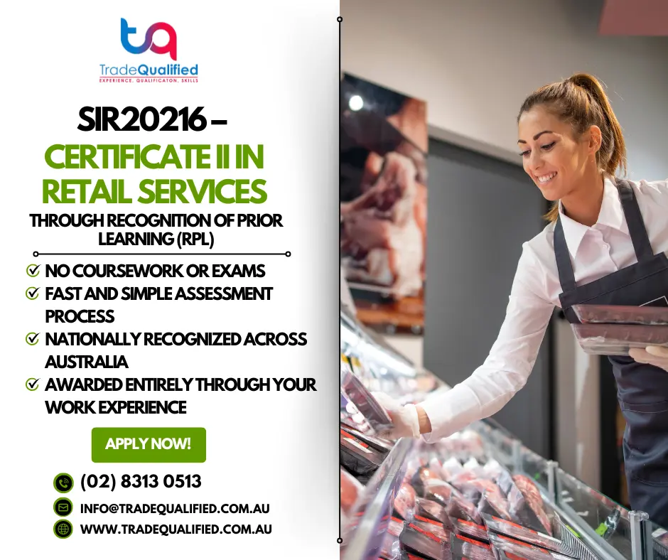 SIR20216 Certificate II in Retail Services